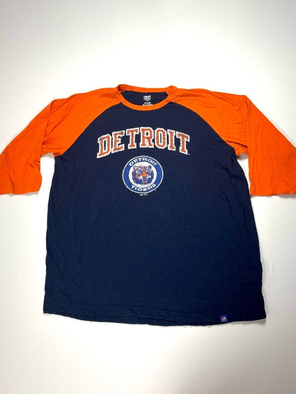 Detroit Tigers Cooperstown Majestic Raglan 3/4 Sleeve Baseball Shirt Sz XL MLB